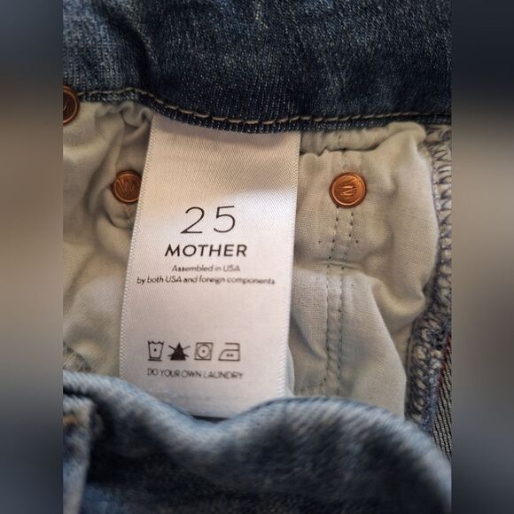 Mother the looker Ankle Fray Blue with  red stripes jeans size 25 - Picture 6 of 10